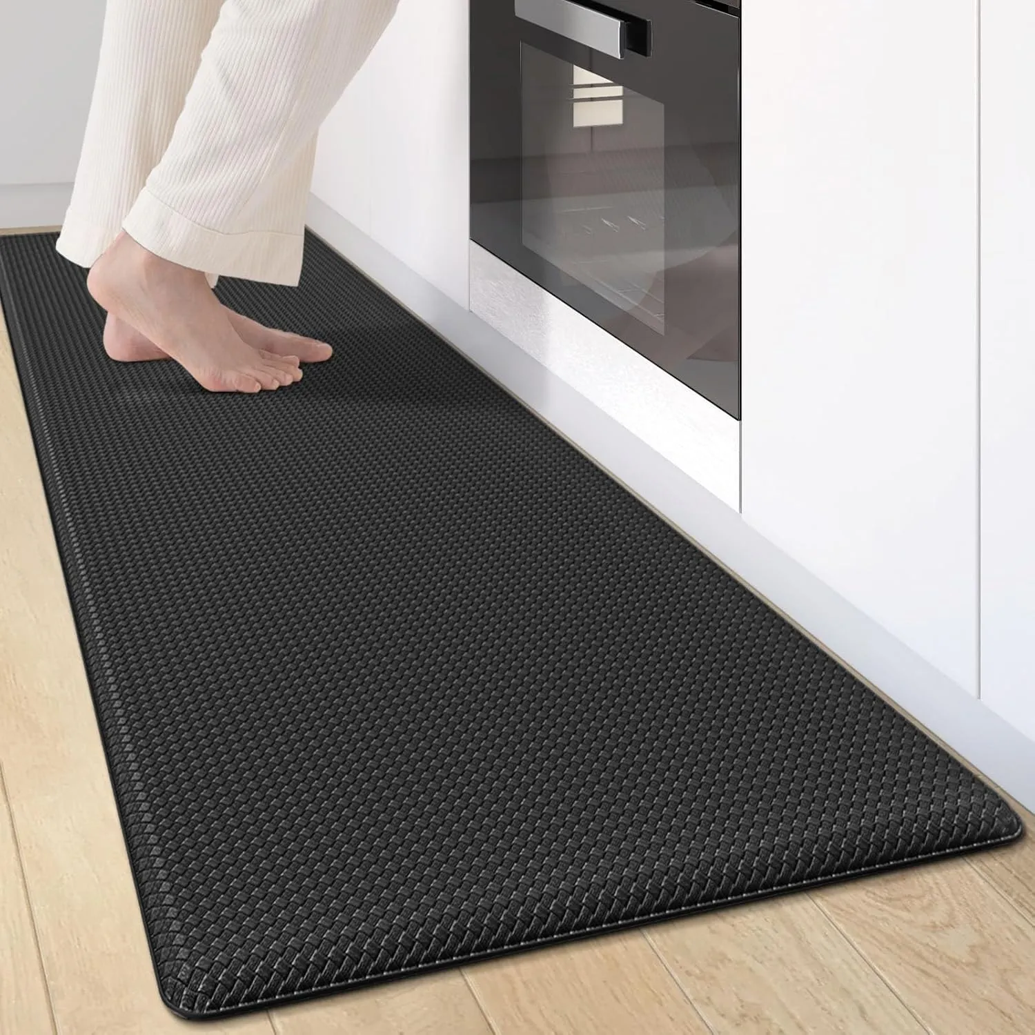 Kitchen Mats for Floor Cushioned Anti Fatigue, Runner Rug Waterproof, Memory Foam Padded for Standing, 17x59, Black