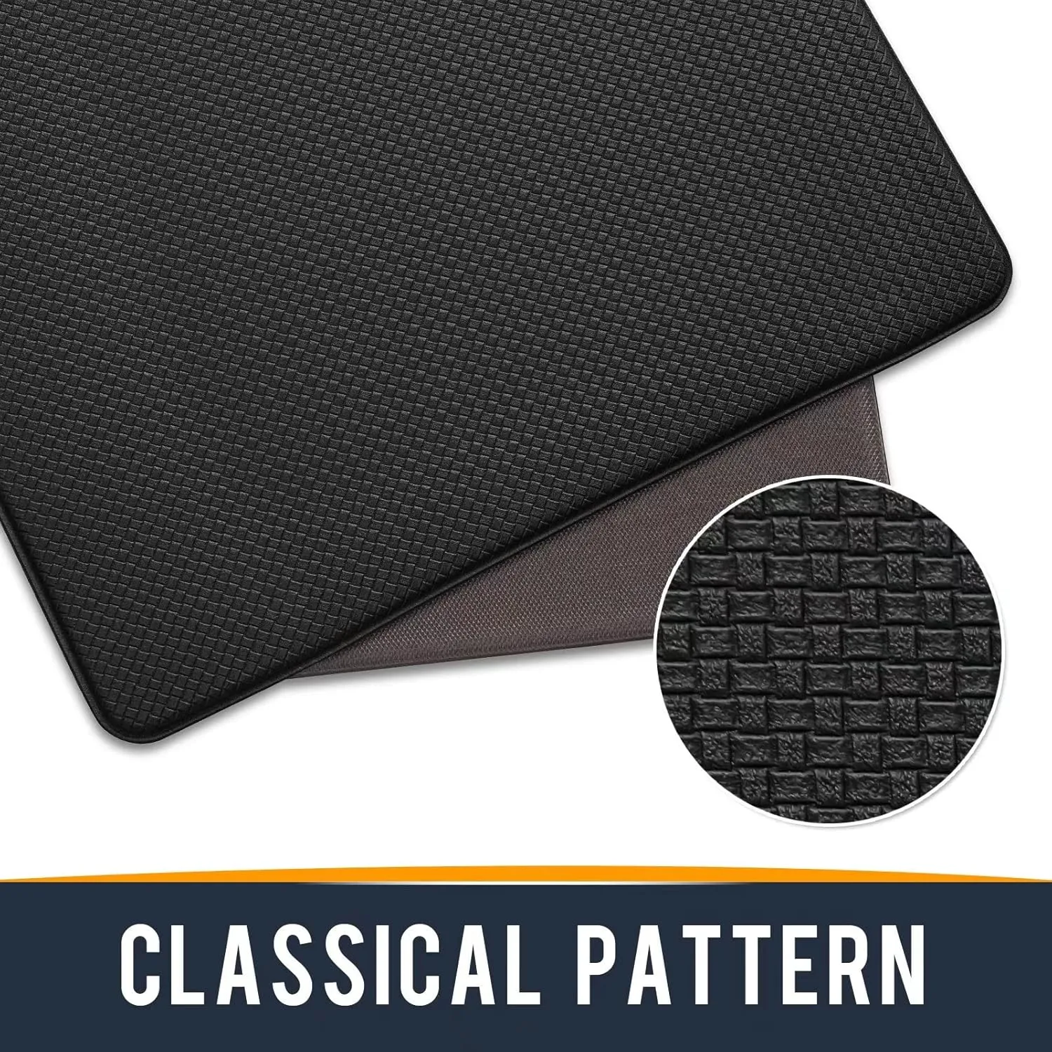 Kitchen Mats for Floor Cushioned Anti Fatigue, Runner Rug Waterproof, Memory Foam Padded for Standing, 17x59, Black