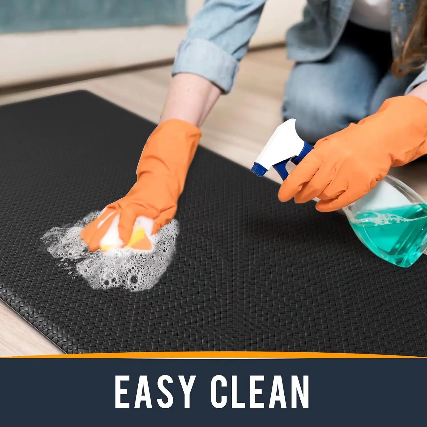 Kitchen Mats for Floor Cushioned Anti Fatigue, Runner Rug Waterproof, Memory Foam Padded for Standing, 17x59, Black