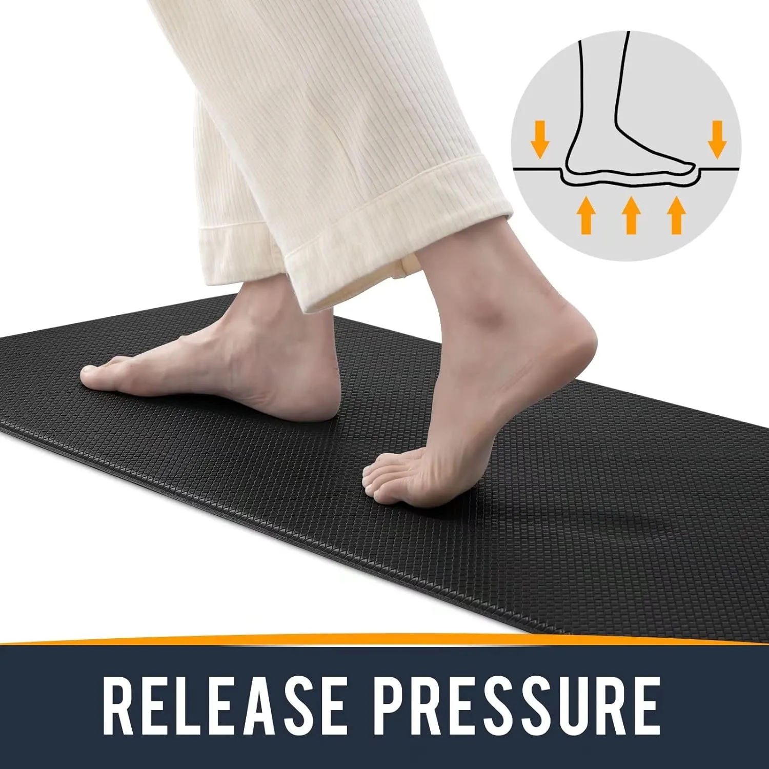 Kitchen Mats for Floor Cushioned Anti Fatigue, Runner Rug Waterproof, Memory Foam Padded for Standing, 17x59, Black