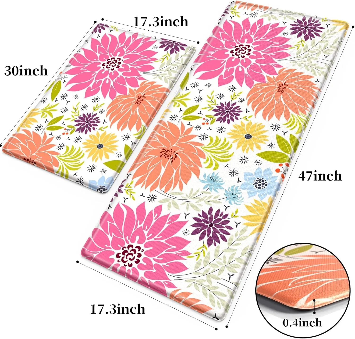 KMAT Kitchen Mat, Heavy Duty Ergonomic Comfort Foam Standing Desk Mat, Cushioned Anti Fatigue Kitchen Rugs for Floor, Waterproof Non-Slip Mats and Rugs Set for Office, Laundry，17.3"x30" 17.3x47