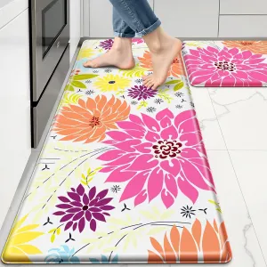 KMAT Kitchen Mat, Heavy Duty Ergonomic Comfort Foam Standing Desk Mat, Cushioned Anti Fatigue Kitchen Rugs for Floor, Waterproof Non-Slip Mats and Rugs Set for Office, Laundry，17.3"x30" 17.3x47