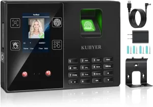 KUIIYER 4 in 1 Employee Time Clocks for Small Business (Face   Fingerprint   Palm Print   PIN) Employee Clock in & Out Machine Attendance Punch Clock