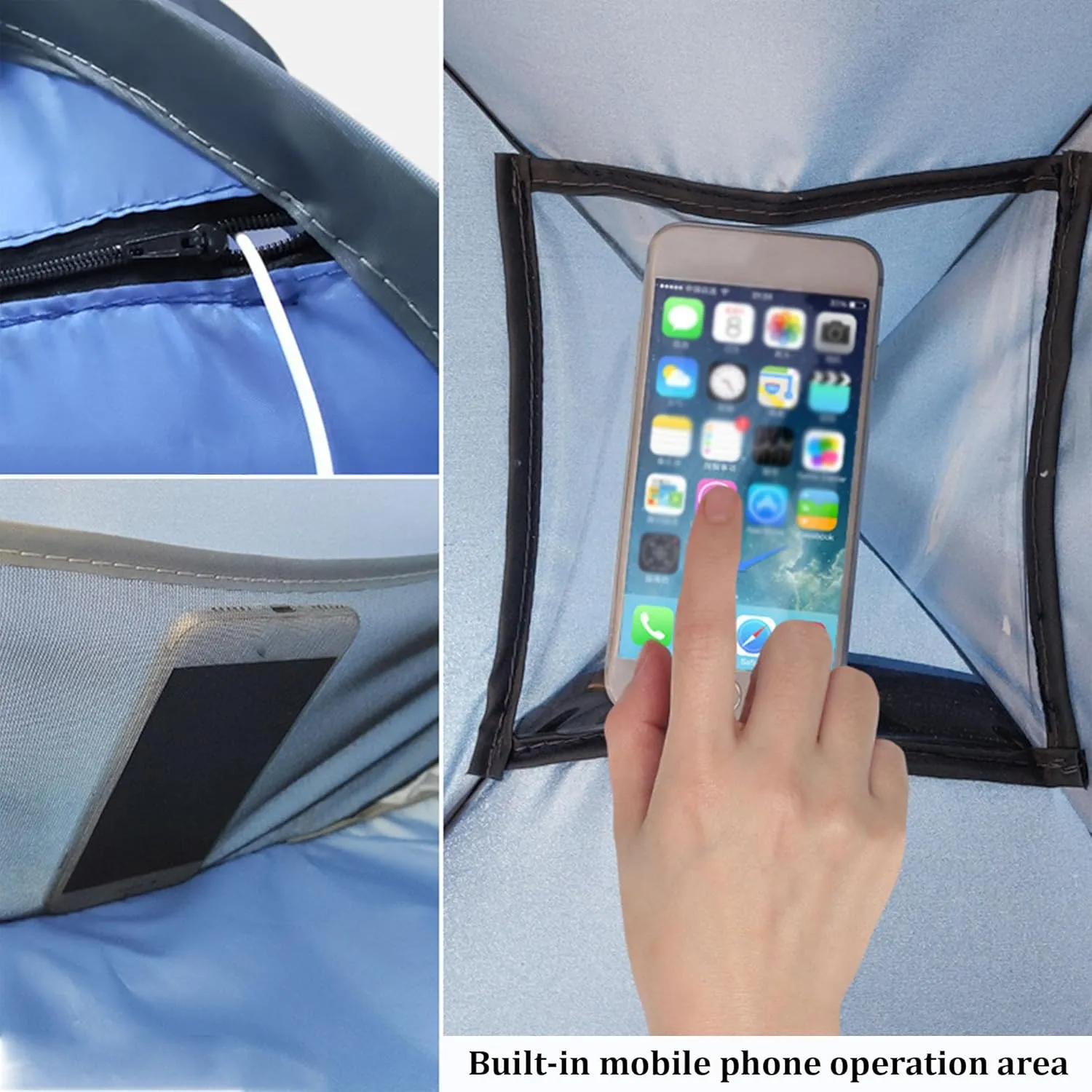 Laptop Sun Shade for Working Outside, Automatic Shades Laptop Tent, Pop up Sun Shade, Head Tent for Beach, Sun Shelter for Anti-UV Small Pets & Outdoor Camping Picnic Beach (Blue, L)