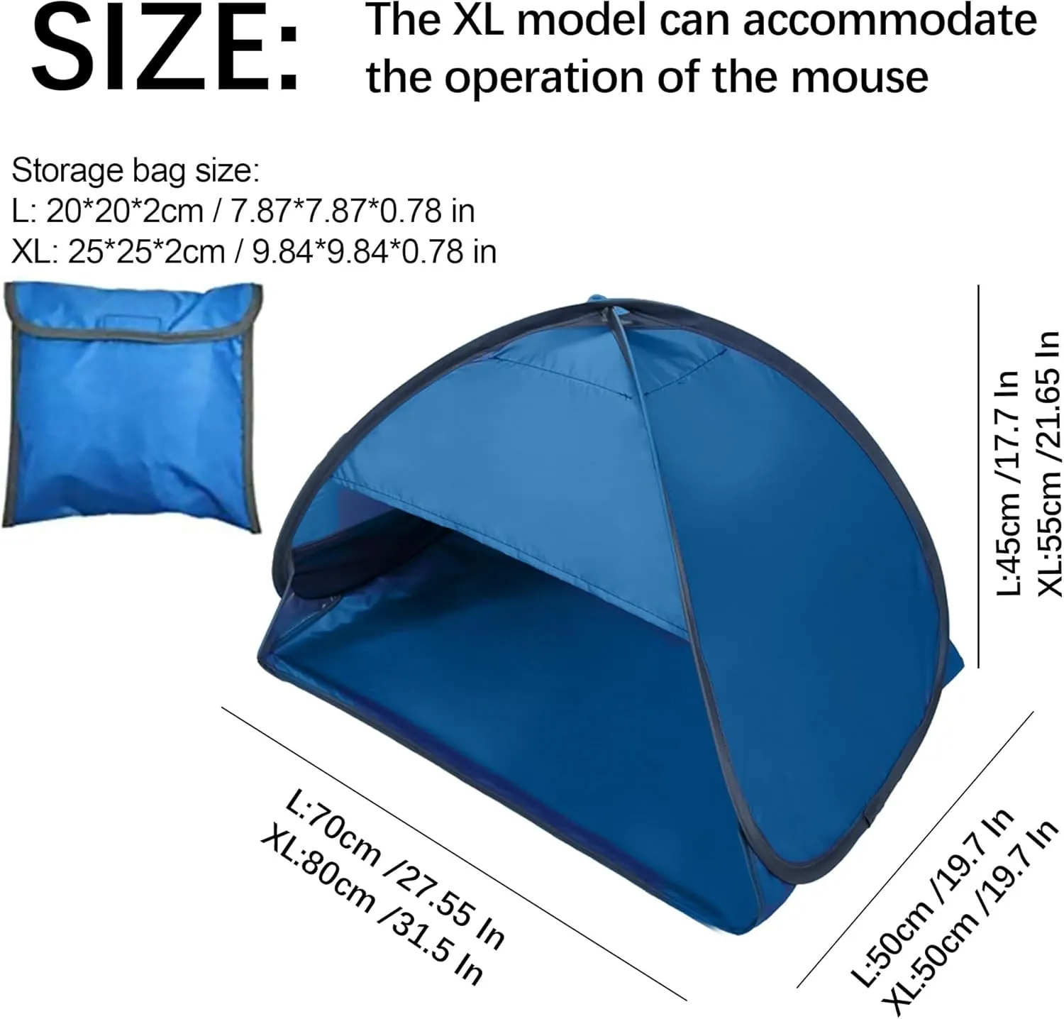 Laptop Sun Shade for Working Outside, Automatic Shades Laptop Tent, Pop up Sun Shade, Head Tent for Beach, Sun Shelter for Anti-UV Small Pets & Outdoor Camping Picnic Beach (Blue, L)