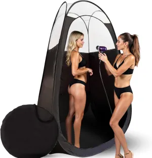 Large Deluxe Spray Tan Tent Pop Up Portable Tanning Booth with Clear Window & Extraction Fan Opening Easy Clean for Home & Salon