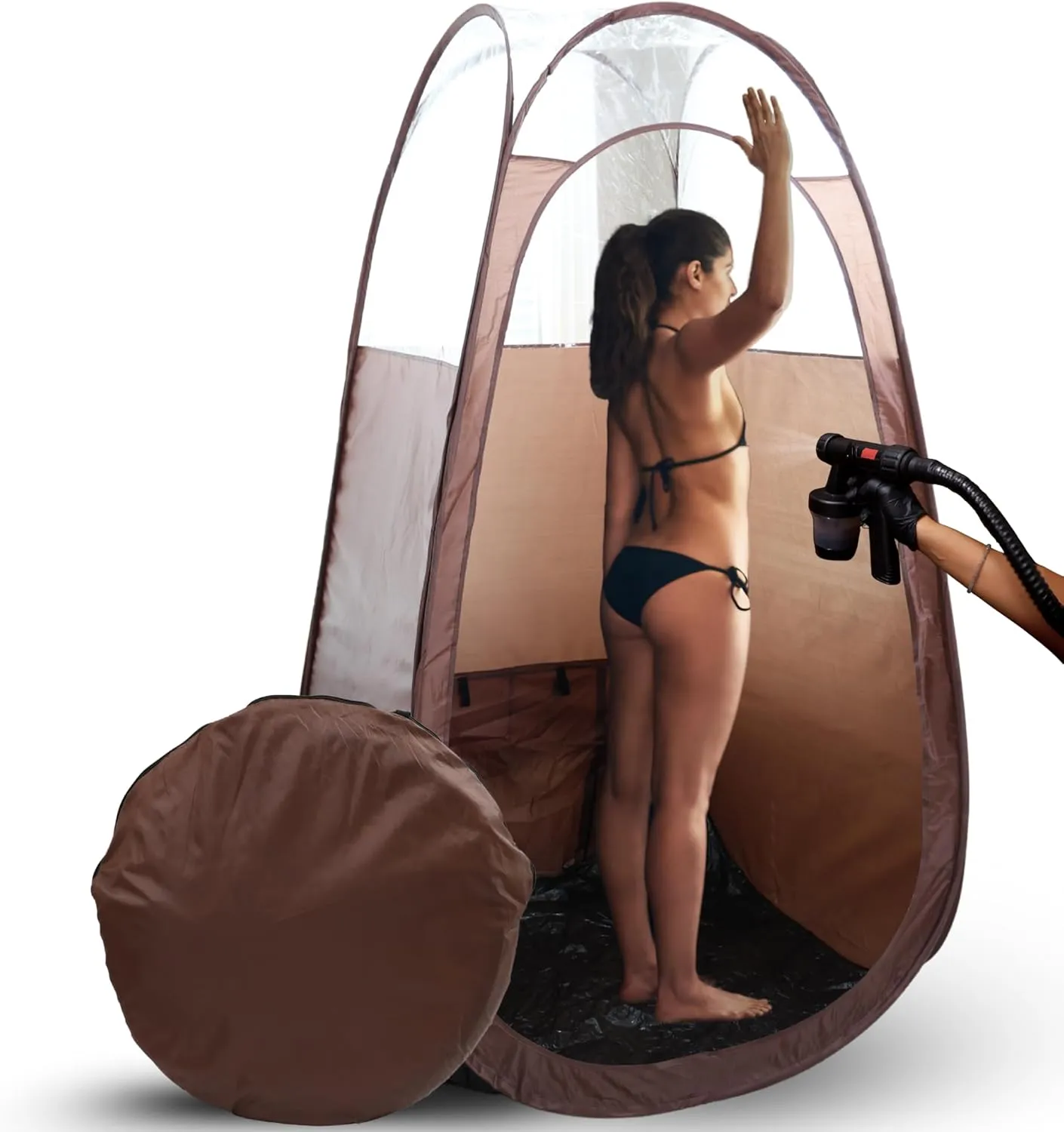 Large Spray Tan Tent – Deluxe Pop Up Tent Portable Tanning Booth with Carry Case – Clear Window for Perfect Spray Tanning – Easy Clean for Home & Salon