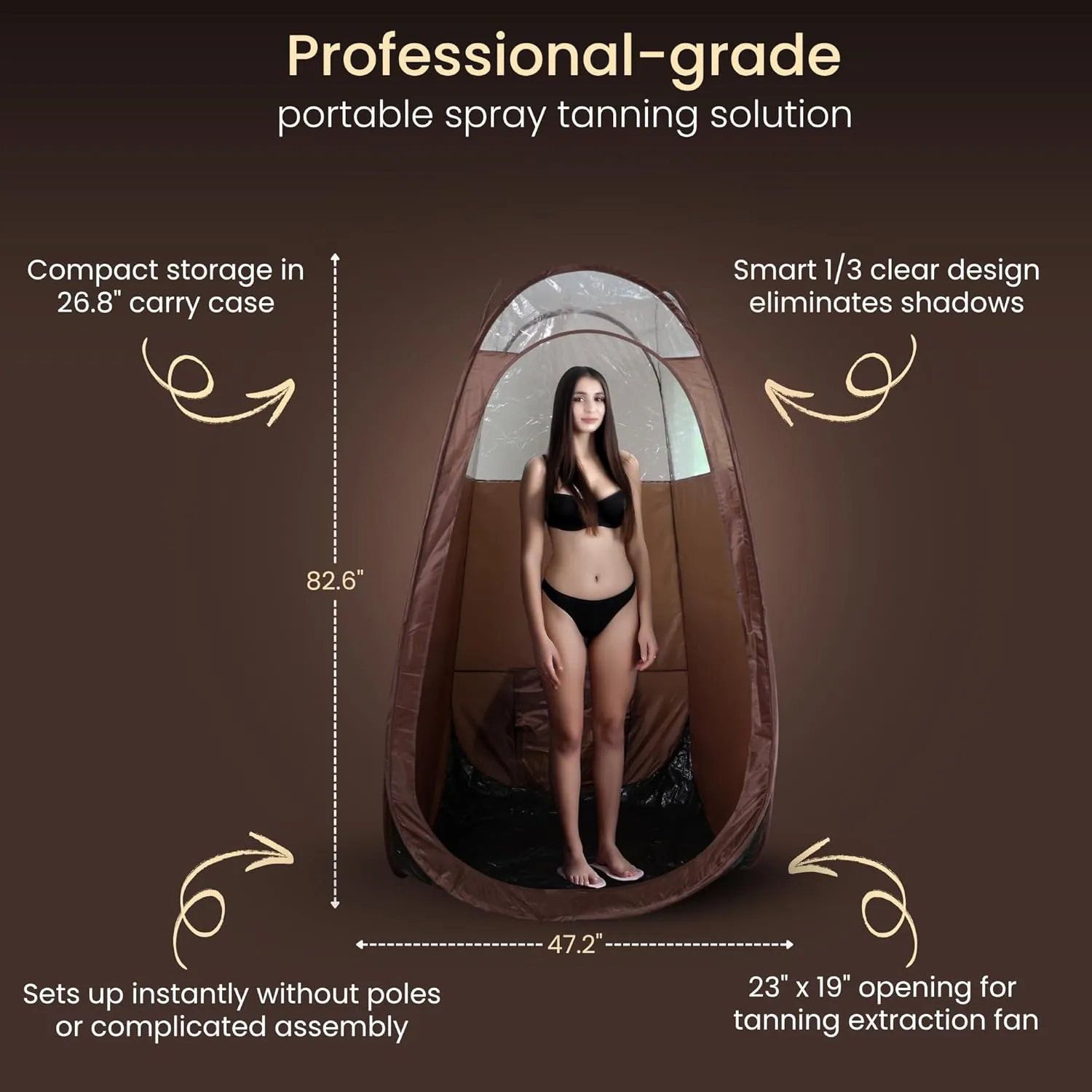 Large Spray Tan Tent – Deluxe Pop Up Tent Portable Tanning Booth with Carry Case – Clear Window for Perfect Spray Tanning – Easy Clean for Home & Salon