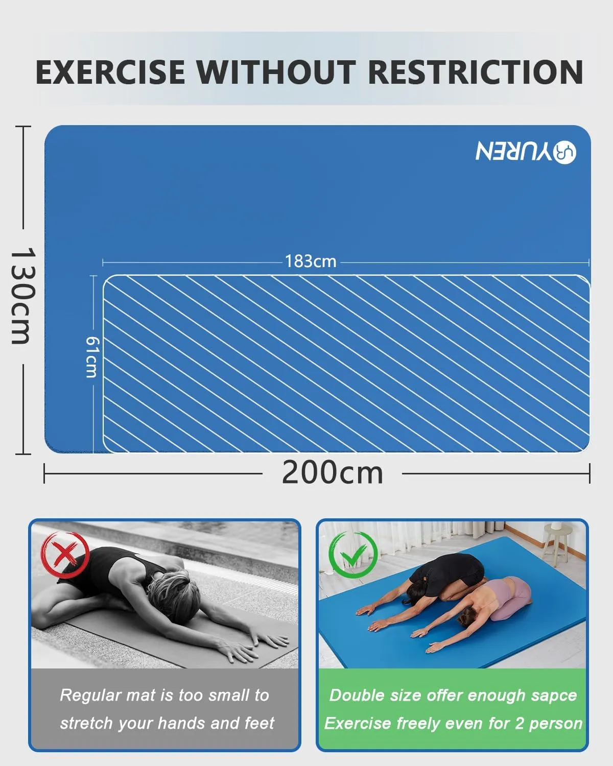 Large Yoga Mat 78.7"x51" 10mm Thick Exercise Mat for Home Workout, Yoga, Pilates, Fitness, High-density NBR Foam Workout Mat, with Carrying Yoga Bag
