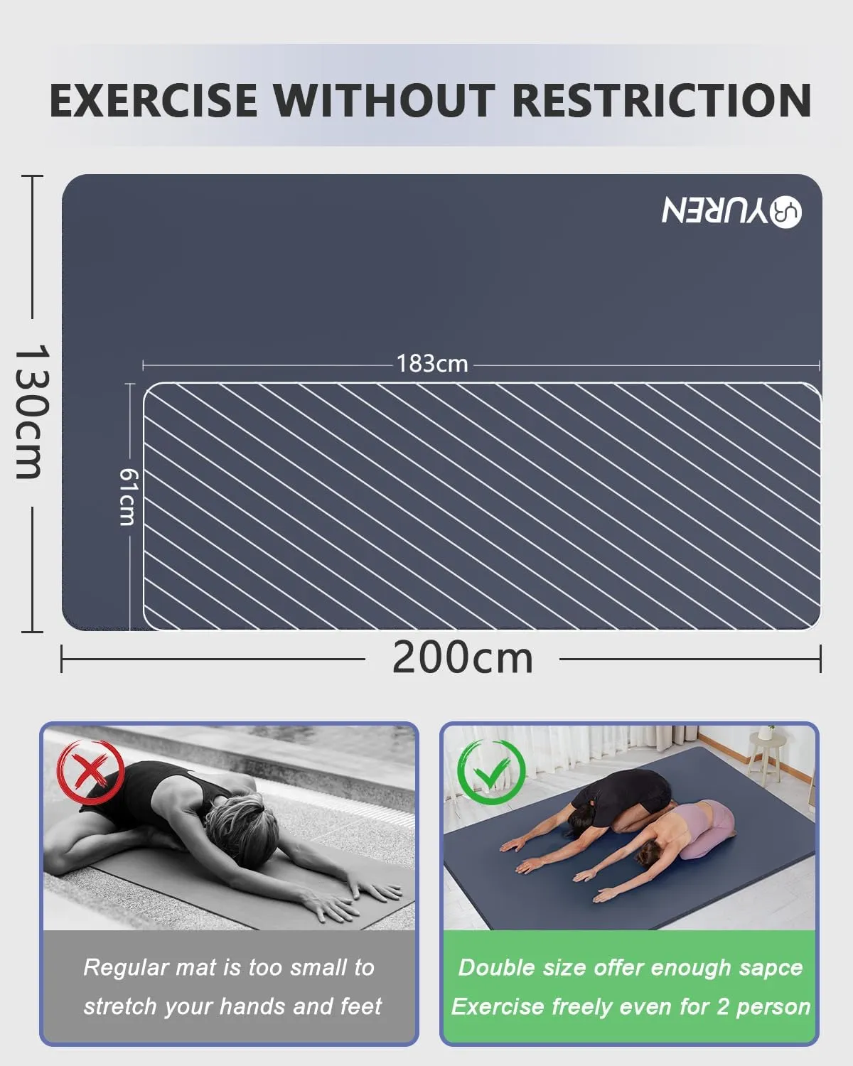 Large Yoga Mat 78.7"x51" 10mm Thick Exercise Mat for Home Workout, Yoga, Pilates, Fitness, High-density NBR Foam Workout Mat, with Carrying Yoga Bag