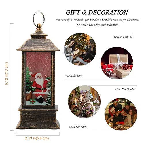 LED Decorative Candle Lantern Christmas Snow Globe Lantern Hanging Xmas Candle Holders for Home Decoration, Party Tabletop Desk Tree Ornament, Festival Gift for Boys Girl Kids Set of 4