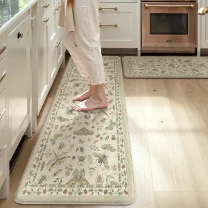 LEEVAN Anti Fatigue Mats for Kitchen Floor Non-Slip, Cushioned Kitchen Mats for Floor 17.3''x29'' 17.3''x59'', Tan Memory Foam Kitchen Mat Set