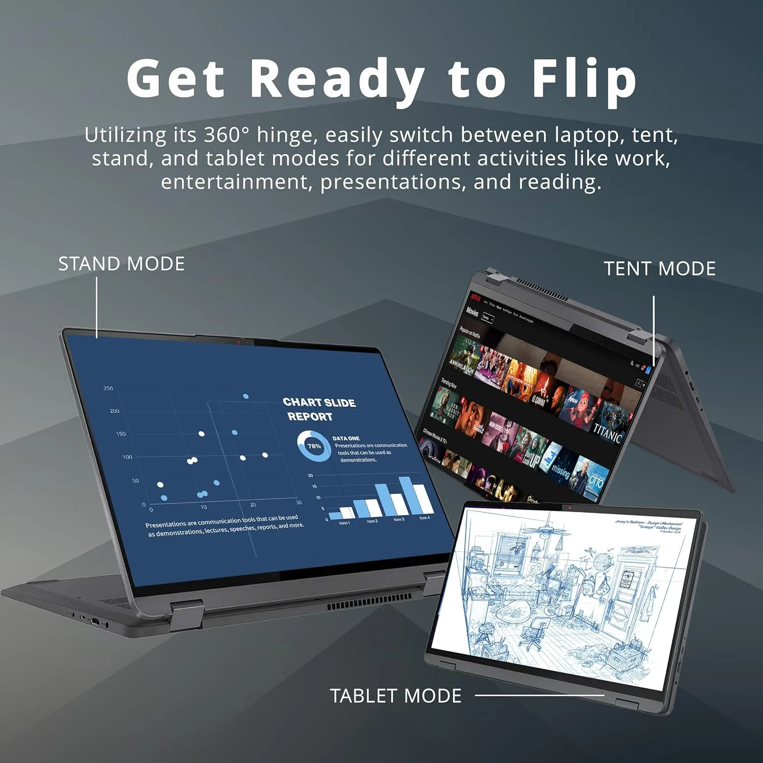 Lenovo IdeaPad Flex 5 16"" 2-in-1 2.5K IPS Touchscreen Laptop, Intel Core i7-1255U, 16GB RAM, 1TB SSD, Backlit Keyboard, Fingerprint Reader, Win 11 Pro, Storm Grey, 32GB Hotface USB Card, Gray