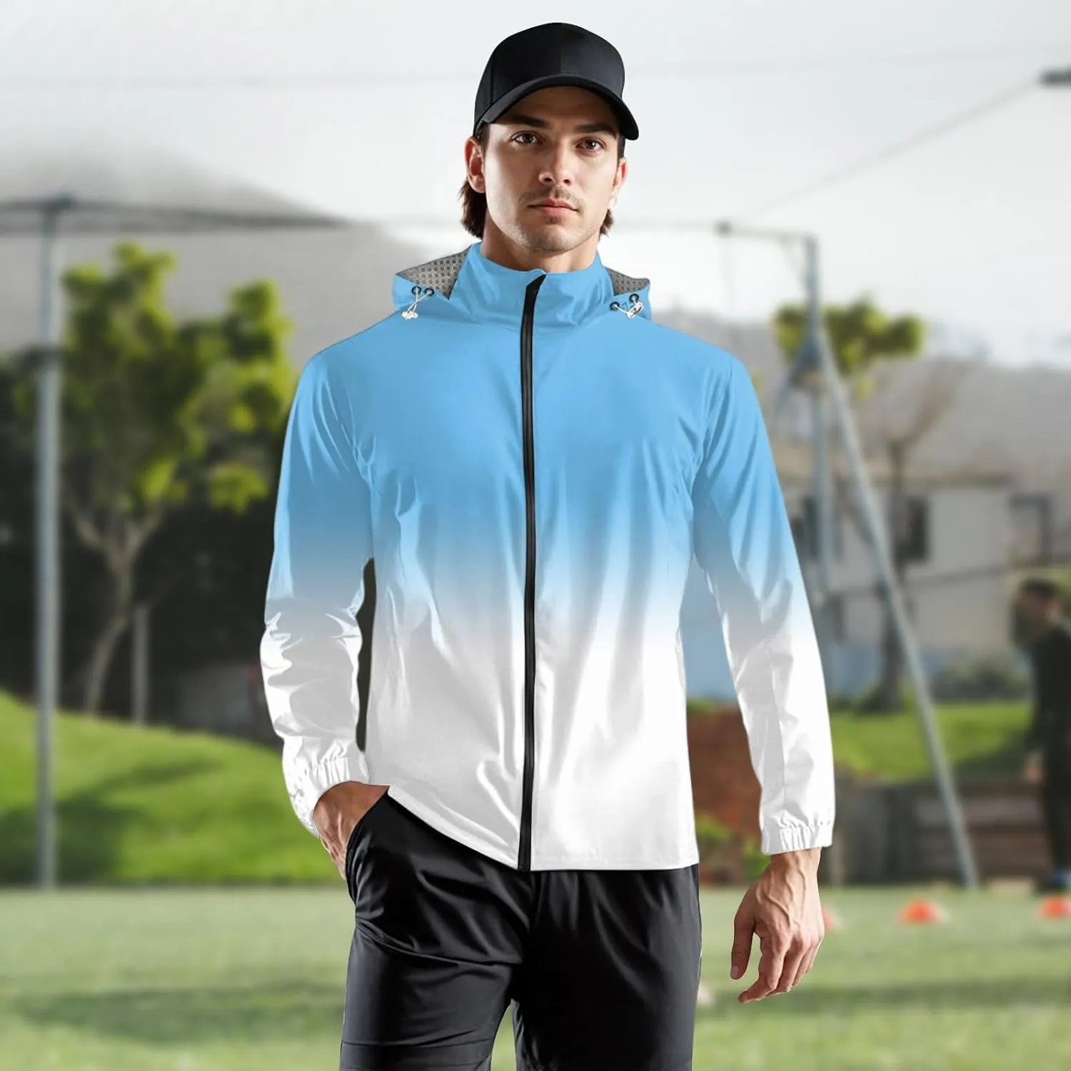 Light Rain Jacket Mens Water Resistant Raincoats Big and Tall Light Outerwear Breathable Windbreaker