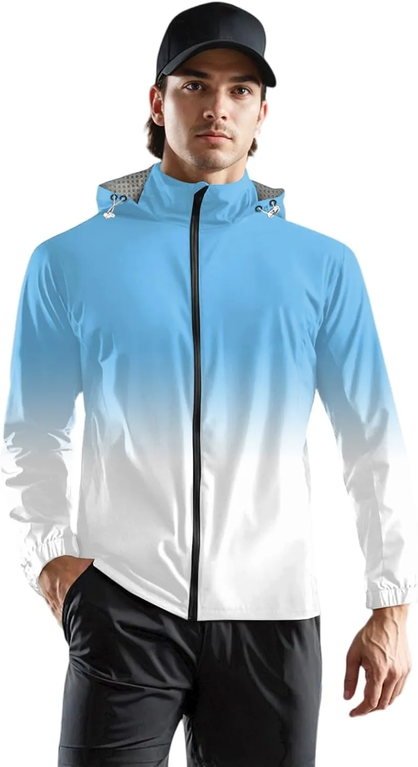 Light Rain Jacket Mens Water Resistant Raincoats Big and Tall Light Outerwear Breathable Windbreaker