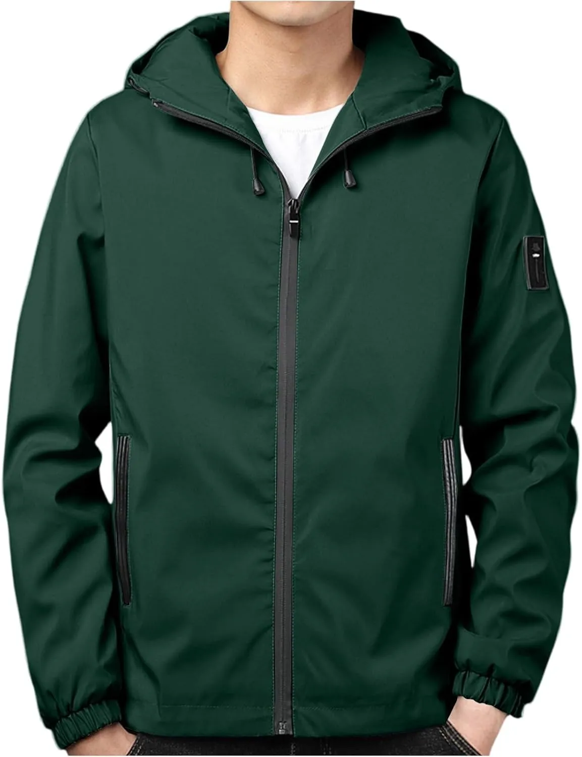 Lightweight Rain Jacket Men Outdoor Plain Raincoats Big and Tall Light with Hood Outerwear Climb Breathable Raincoat