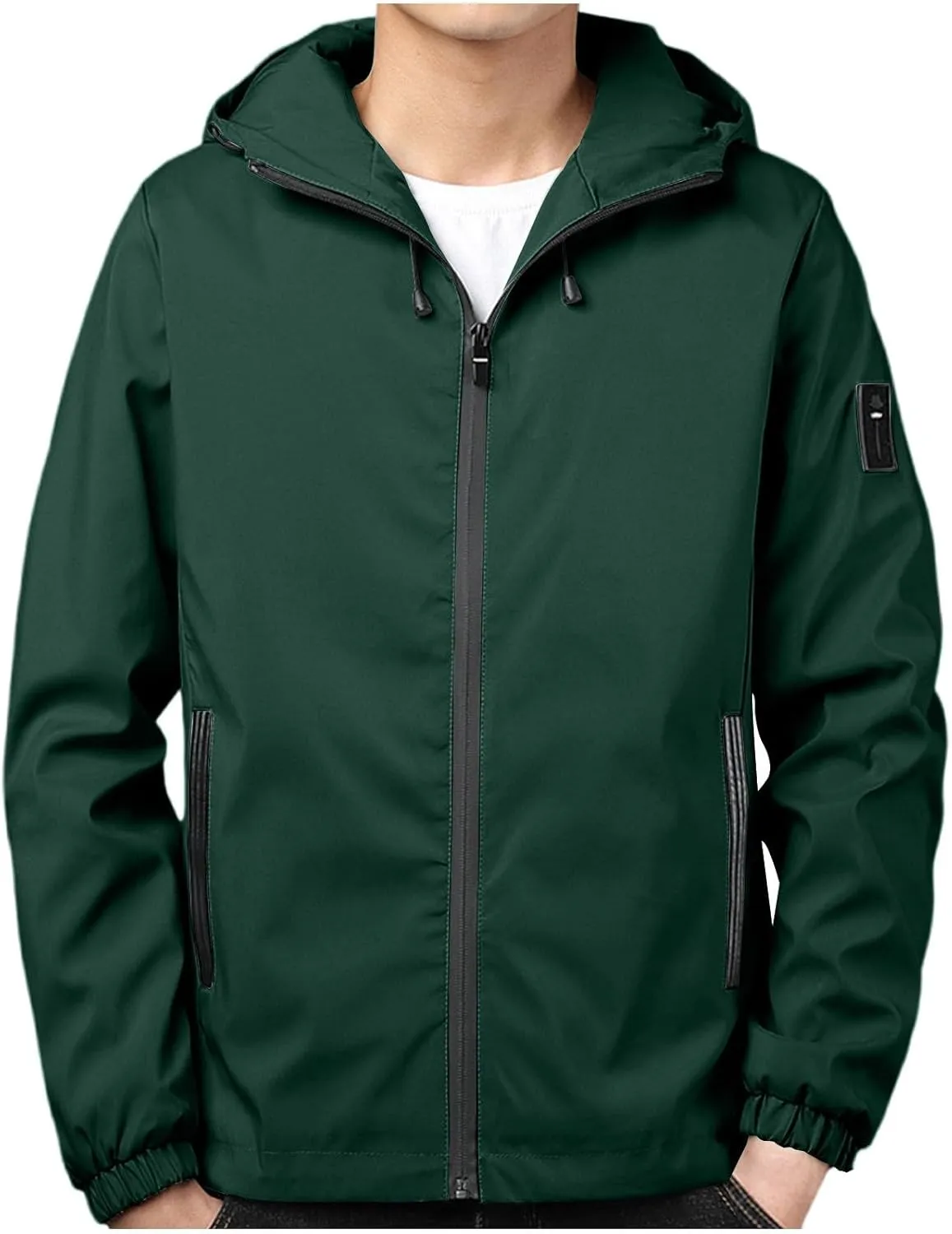 Lightweight Rain Jacket Men Outdoor Plain Raincoats Big and Tall Light with Hood Outerwear Climb Breathable Raincoat
