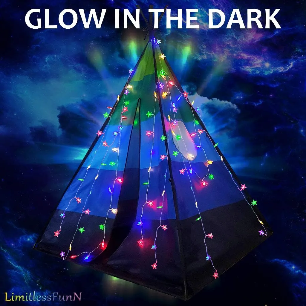 LimitlessFunN Teepee Kids Play Tent | Includes Star Lights & Carrying Case |, Children Indoor Playhouse for Boys, Toddlers, 42" D x 42" W x 60" H