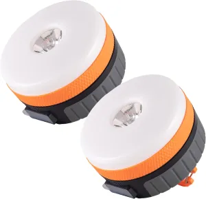 LIT-PaTH LED Camping Lantern, Rechargeable Light with Magnet Base, 2200 mAh, Survival Kit for Emergency, Hurricane, Outage, Medium Orange, 2 Pack