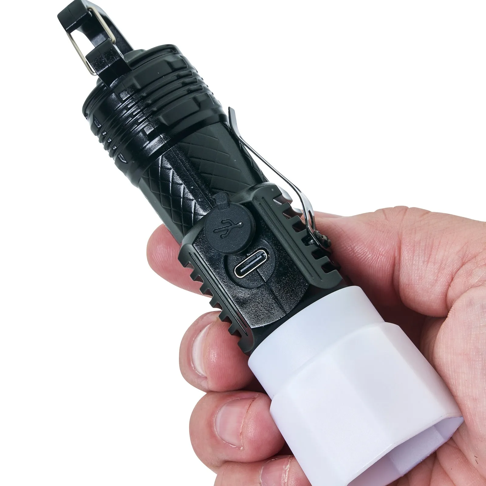 LitezAll 200LM Rechargeable Pocket Flashlight Lantern with Carabiner 4-Pack Gift Box