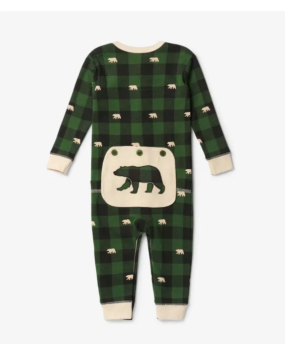 Little Blue House Forest Green Plaid Baby Union Suit