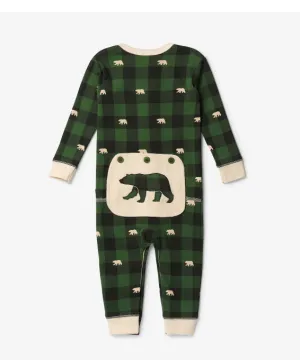 Little Blue House Forest Green Plaid Baby Union Suit