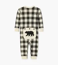 Little Blue House Pj's - Cream Plaid Union Suit - 12-18m