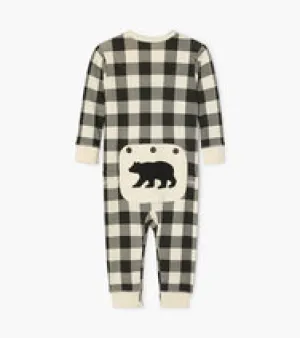 Little Blue House Pj's - Cream Plaid Union Suit - 12-18m