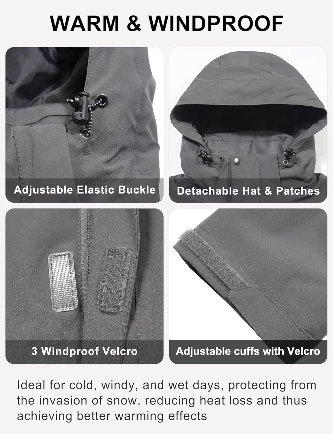 Little Donkey Andy Men's Waterproof Ski Snowboarding Jacket Windproof Warm Coat with Detachable Hood