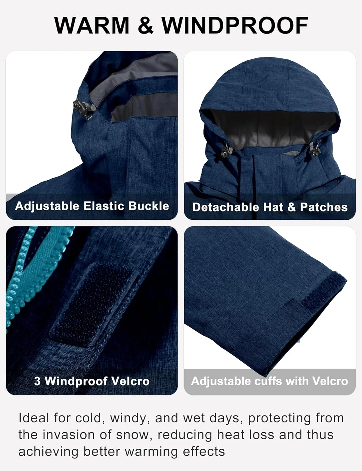 Little Donkey Andy Men's Waterproof Ski Snowboarding Jacket Windproof Warm Coat with Detachable Hood
