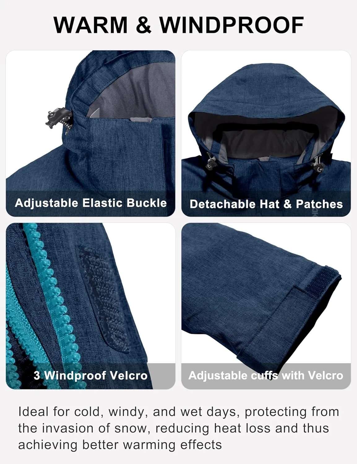 Little Donkey Andy Women's Waterproof Ski Snowboarding Jacket Windproof Warm Coat with Detachable Hood