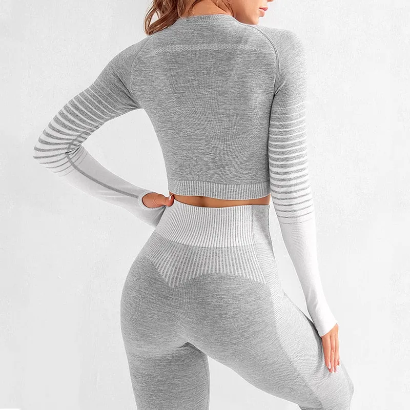 Long Sleeve Top High Waist Belly Suit