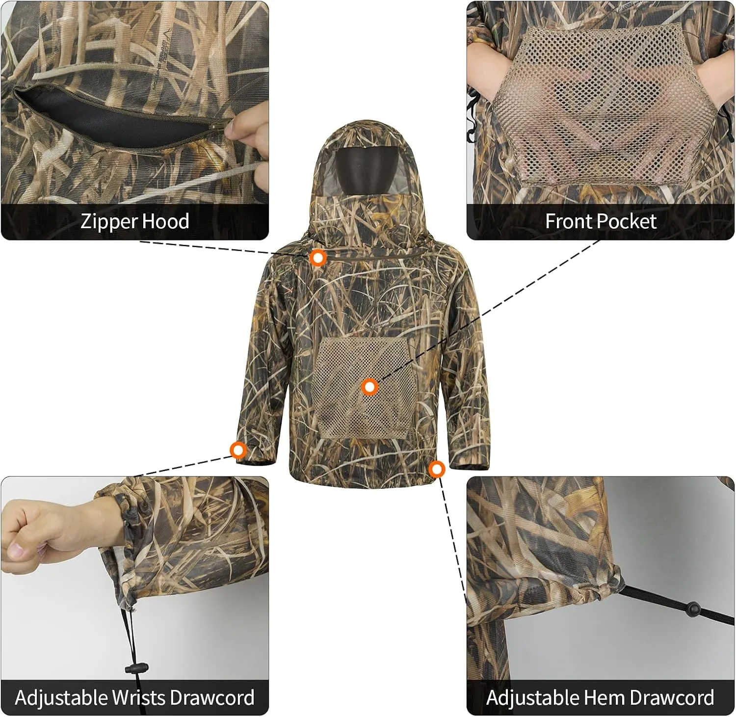 LOOGU Mosquito Suits, Net Bug Pants & Jacket Hood Sets - Ultra-fine Mesh - With Fishing, Hiking, Camping and Gardening