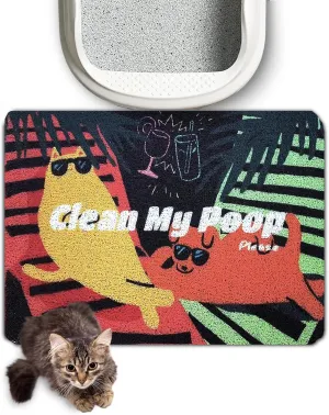 Lukamoo® Cute Cat Litter Mat (24’’x16’’), for Kitty Litter & Cat Litter Box, Independent Artist Designed (Sunbathing Buddies)