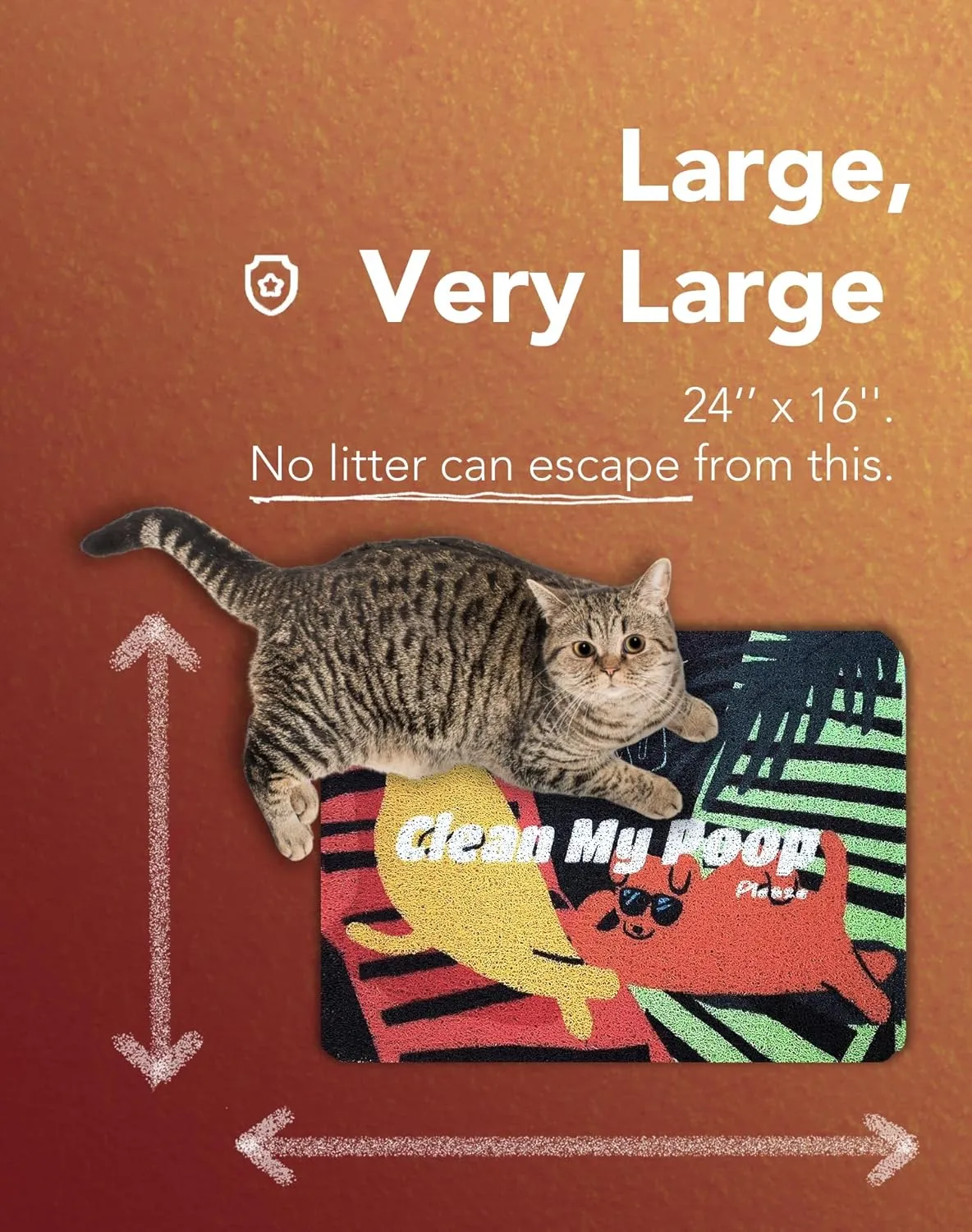 Lukamoo® Cute Cat Litter Mat (24’’x16’’), for Kitty Litter & Cat Litter Box, Independent Artist Designed (Sunbathing Buddies)
