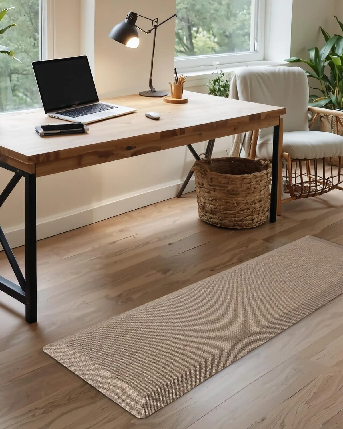 LUMI Anti Fatigue Cushioned Comfort Mats for Standing, 3/4 Thick Ergonomic Mats for Desk Office, Non-Slip, Ultra Soft, Memory Foam Rugs for Home, Kitchen, Laundry, 20"x48", Light Beige