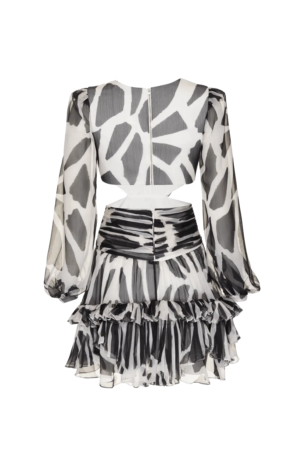 LYUBA BLACK LADY BUG RUFFLED MINI DRESS