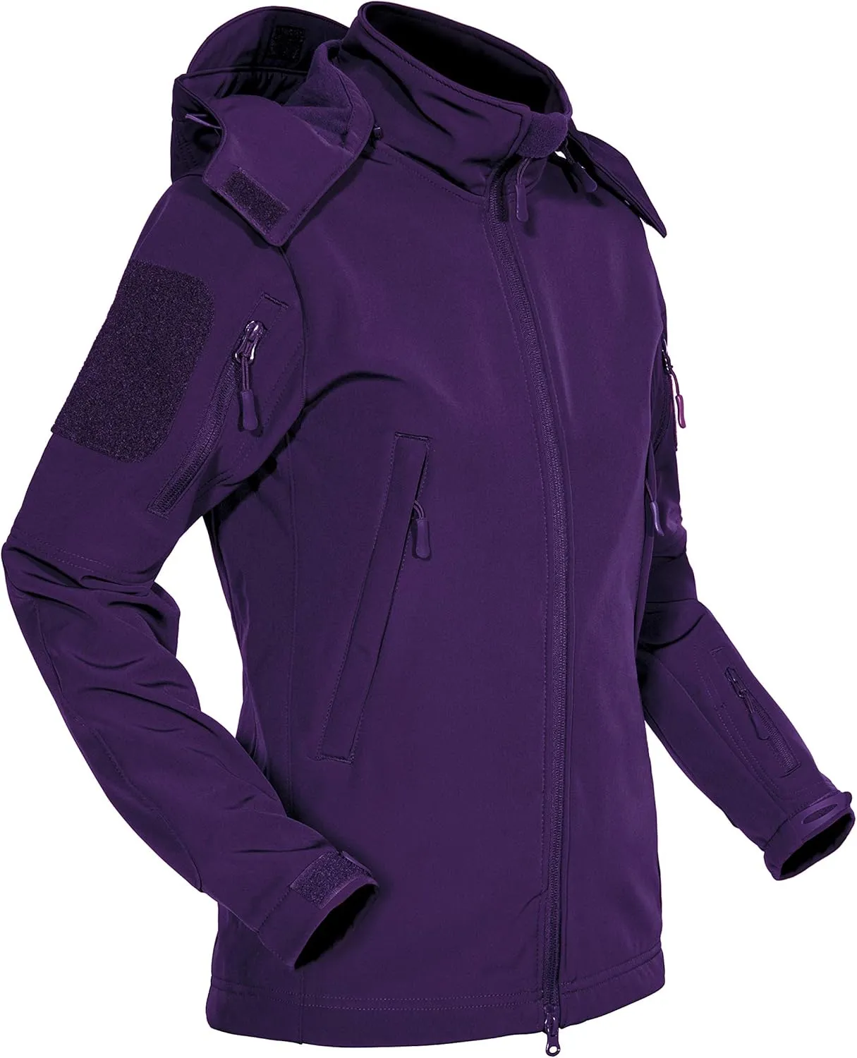 MAGCOMSEN Women's Hooded Winter Snow Ski Rain Jacket 6 Pockets Waterproof Windproof Softshell Fleece Coat