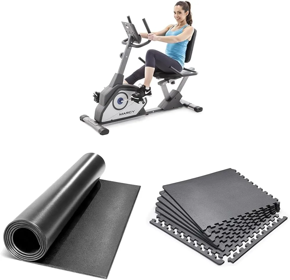 Marcy Magnetic Recumbent Exercise Bike with 8 Resistance Levels NS-40502R,Grey