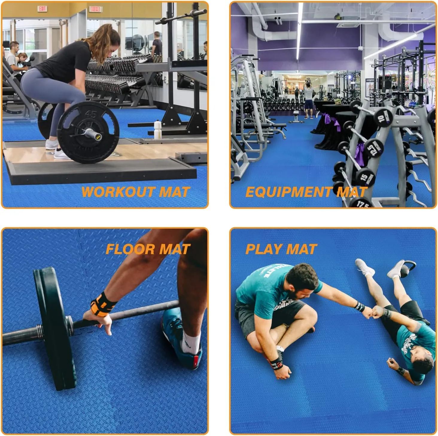 Mat Block Interlocking Foam Tiles Puzzle Mats for Floor 24 SQ FT, 1/2 inch, 6 Tiles, EVA Gym Mat Flooring Exercise Equipment Mat for Home Gym Equipment, Blue