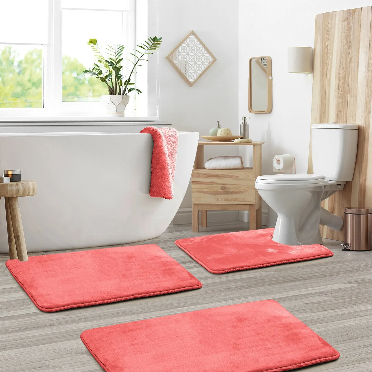Memory Foam Bath Mat - Absorbent Bathroom Rugs Set
