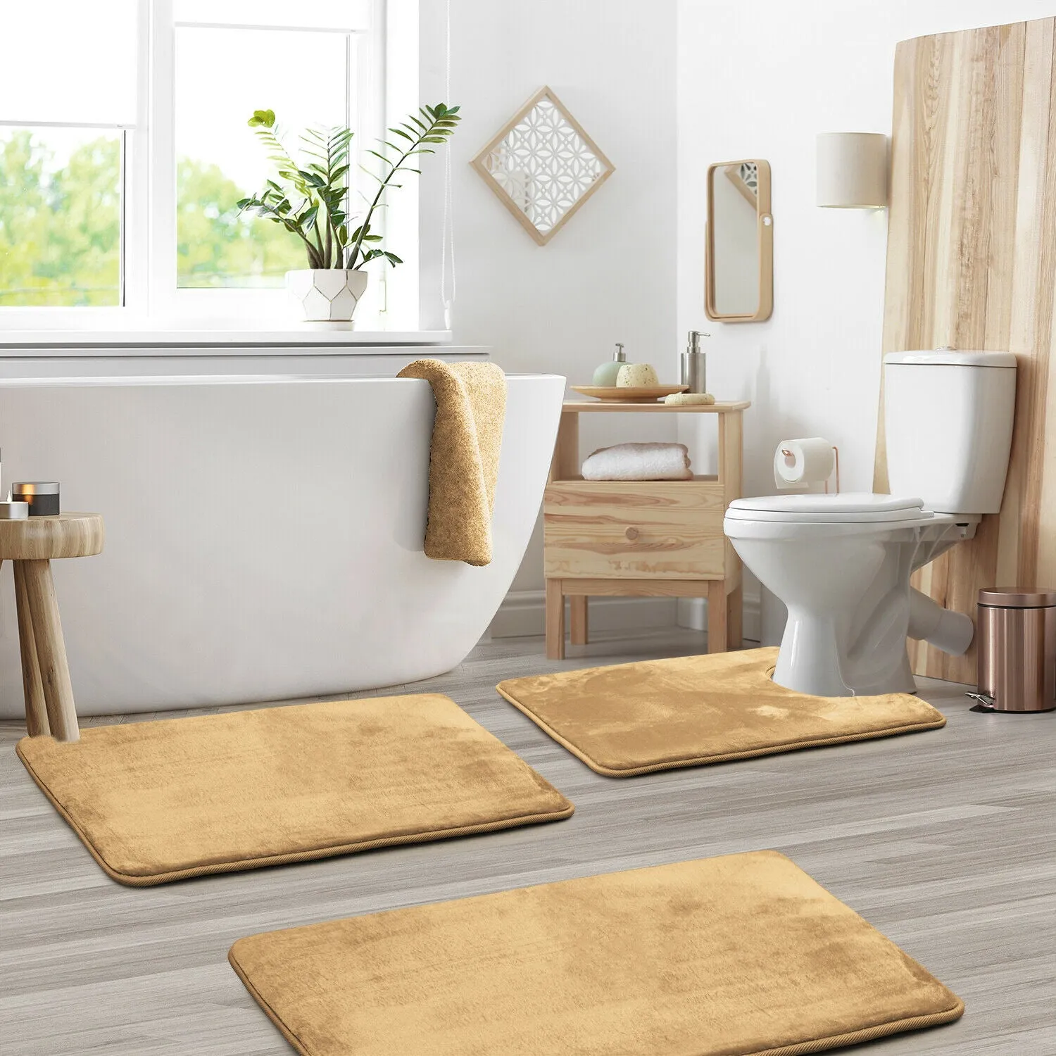 Memory Foam Bath Mat - Absorbent Bathroom Rugs Set