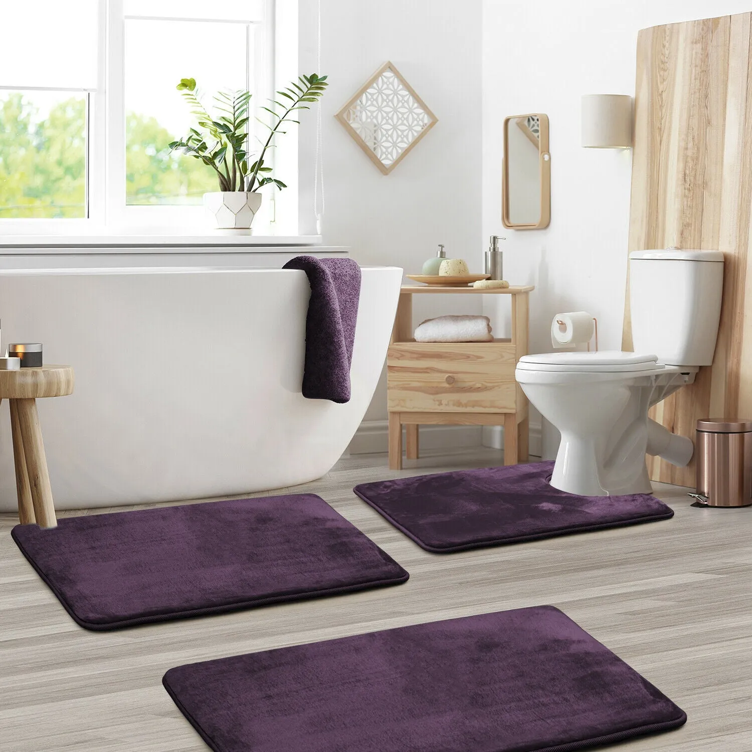 Memory Foam Bath Mat - Absorbent Bathroom Rugs Set