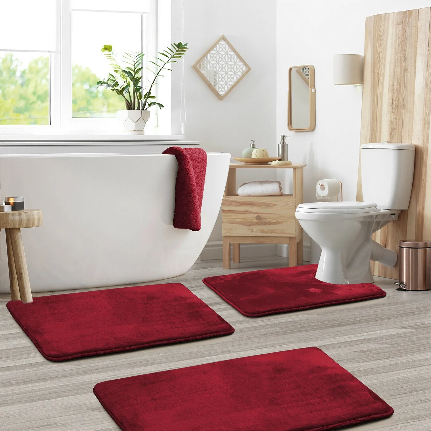 Memory Foam Bath Mat - Absorbent Bathroom Rugs Set