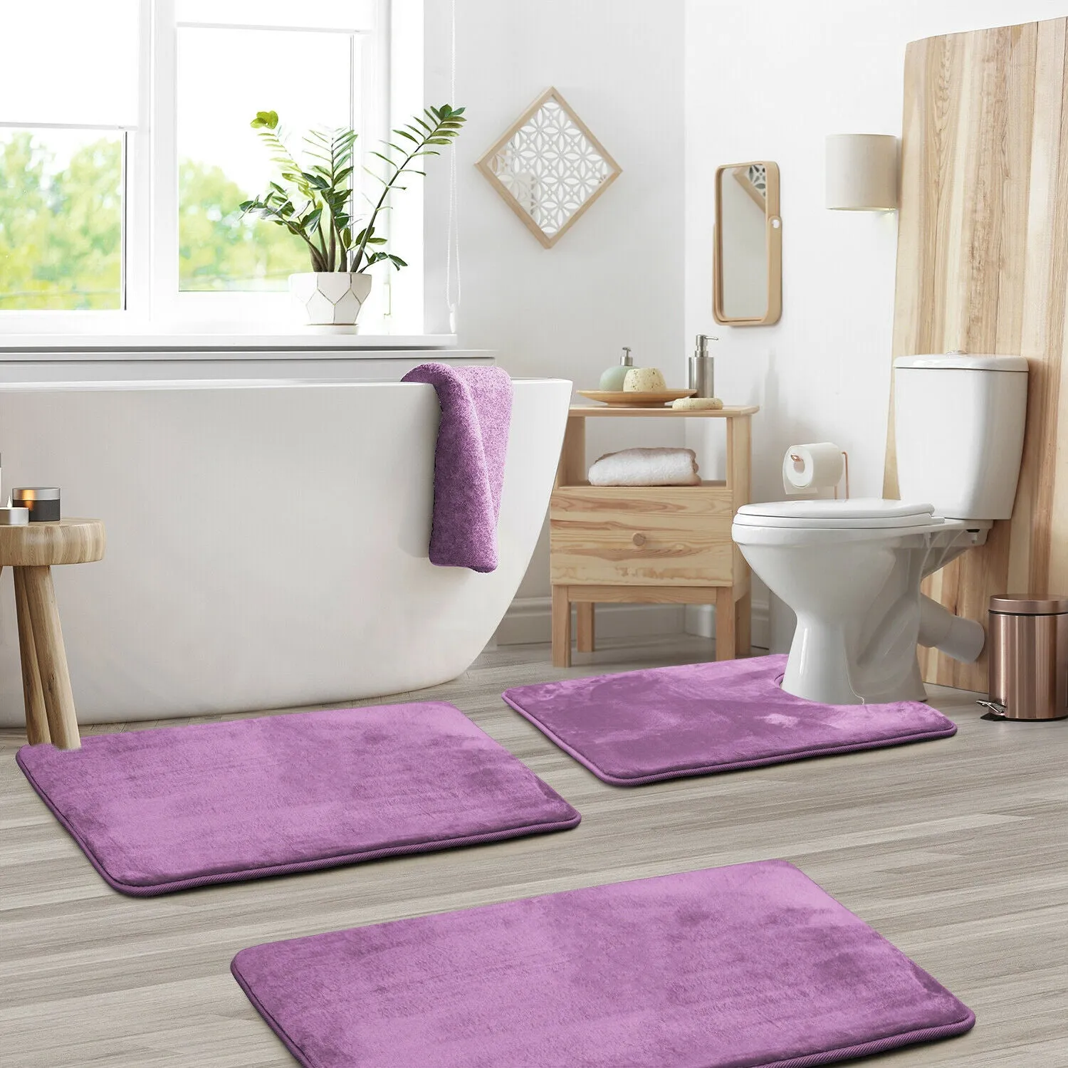 Memory Foam Bath Mat - Absorbent Bathroom Rugs Set