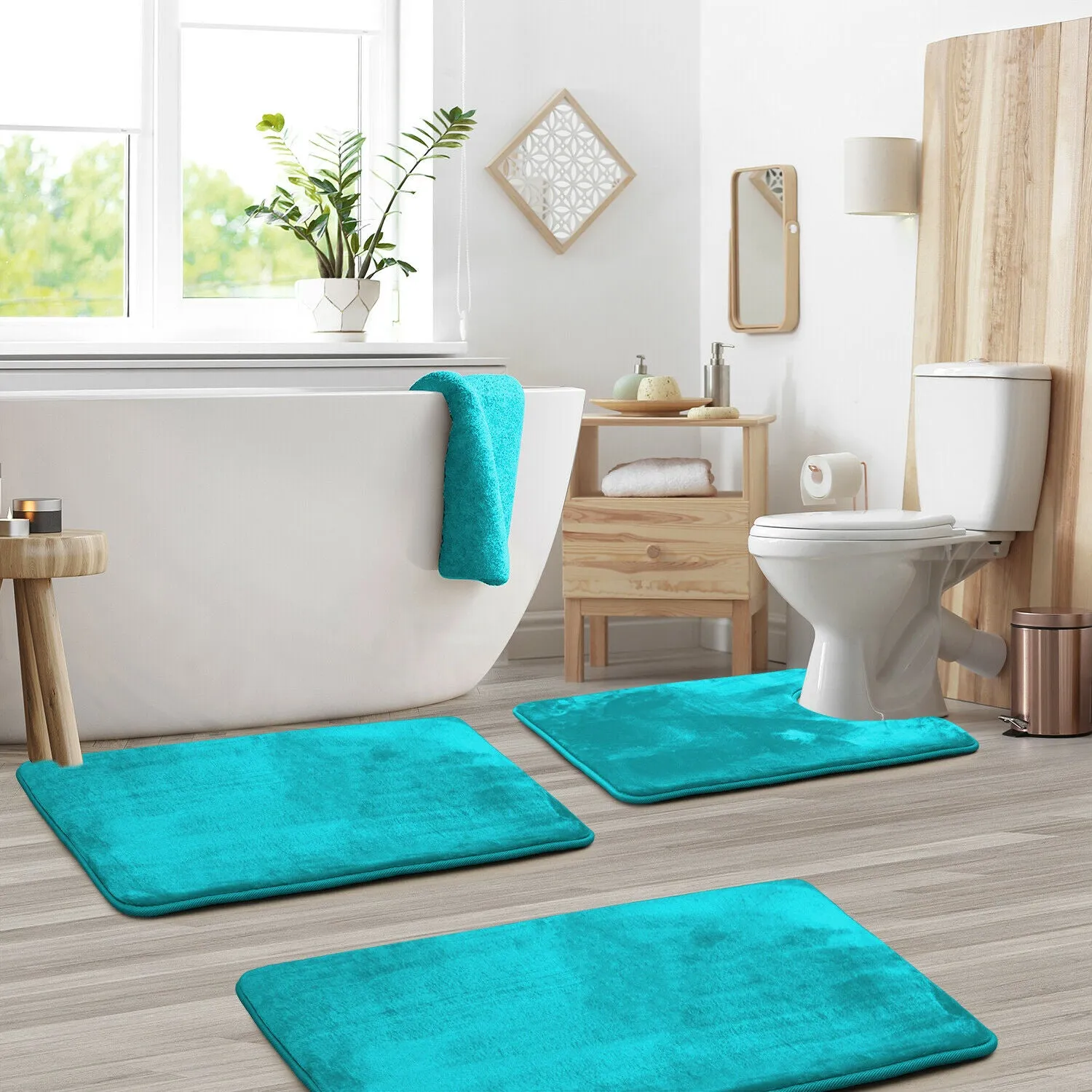 Memory Foam Bath Mat - Absorbent Bathroom Rugs Set