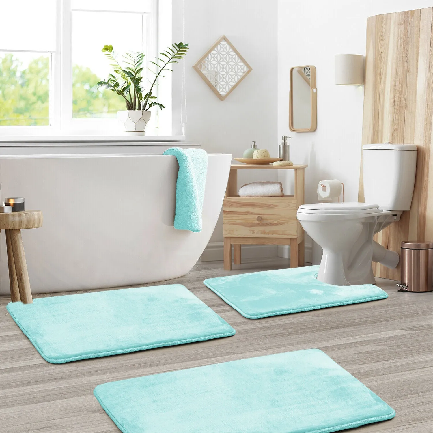Memory Foam Bath Mat - Absorbent Bathroom Rugs Set