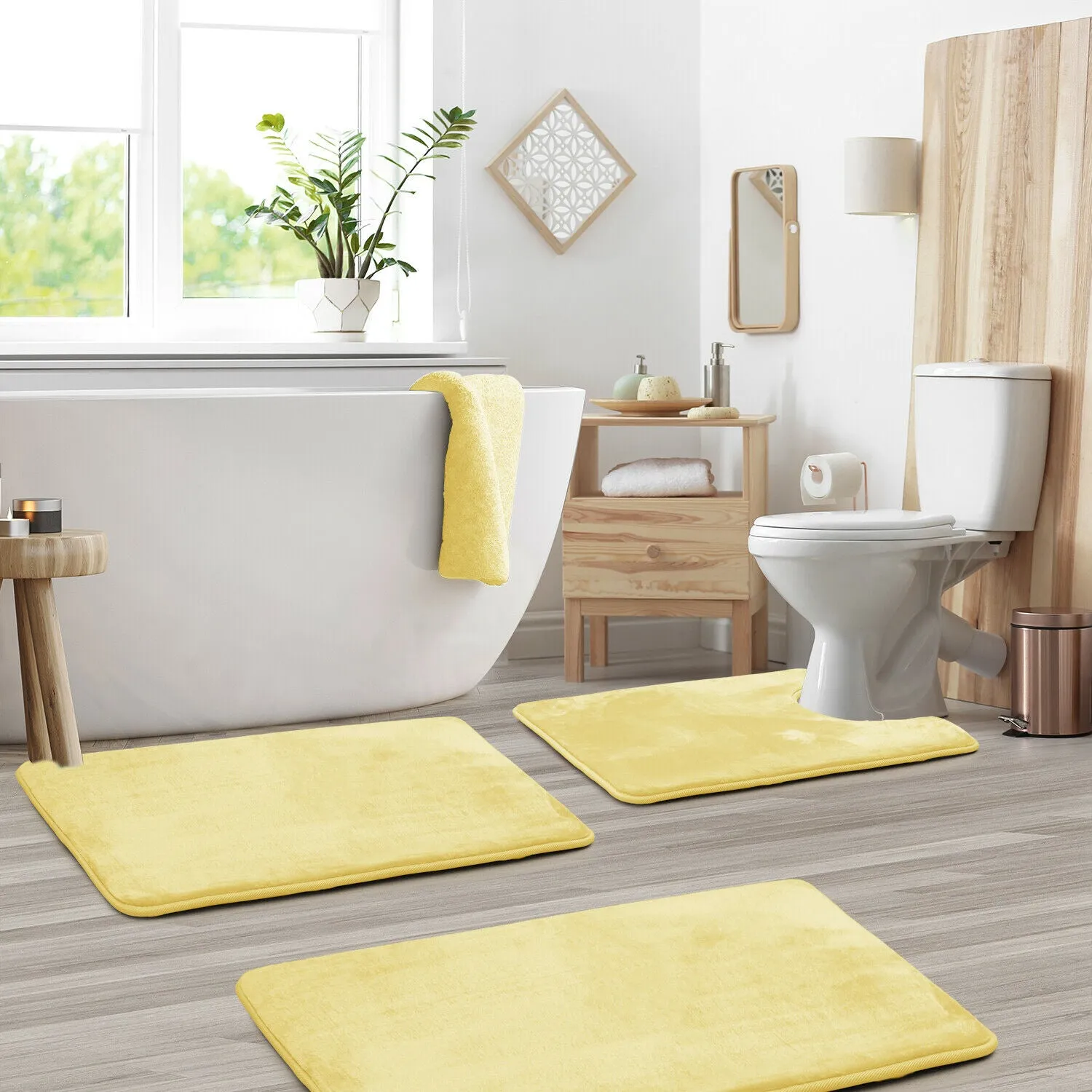 Memory Foam Bath Mat - Absorbent Bathroom Rugs Set