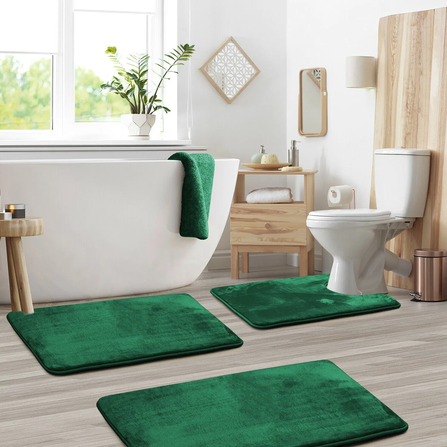 Memory Foam Bath Mat - Absorbent Bathroom Rugs Set