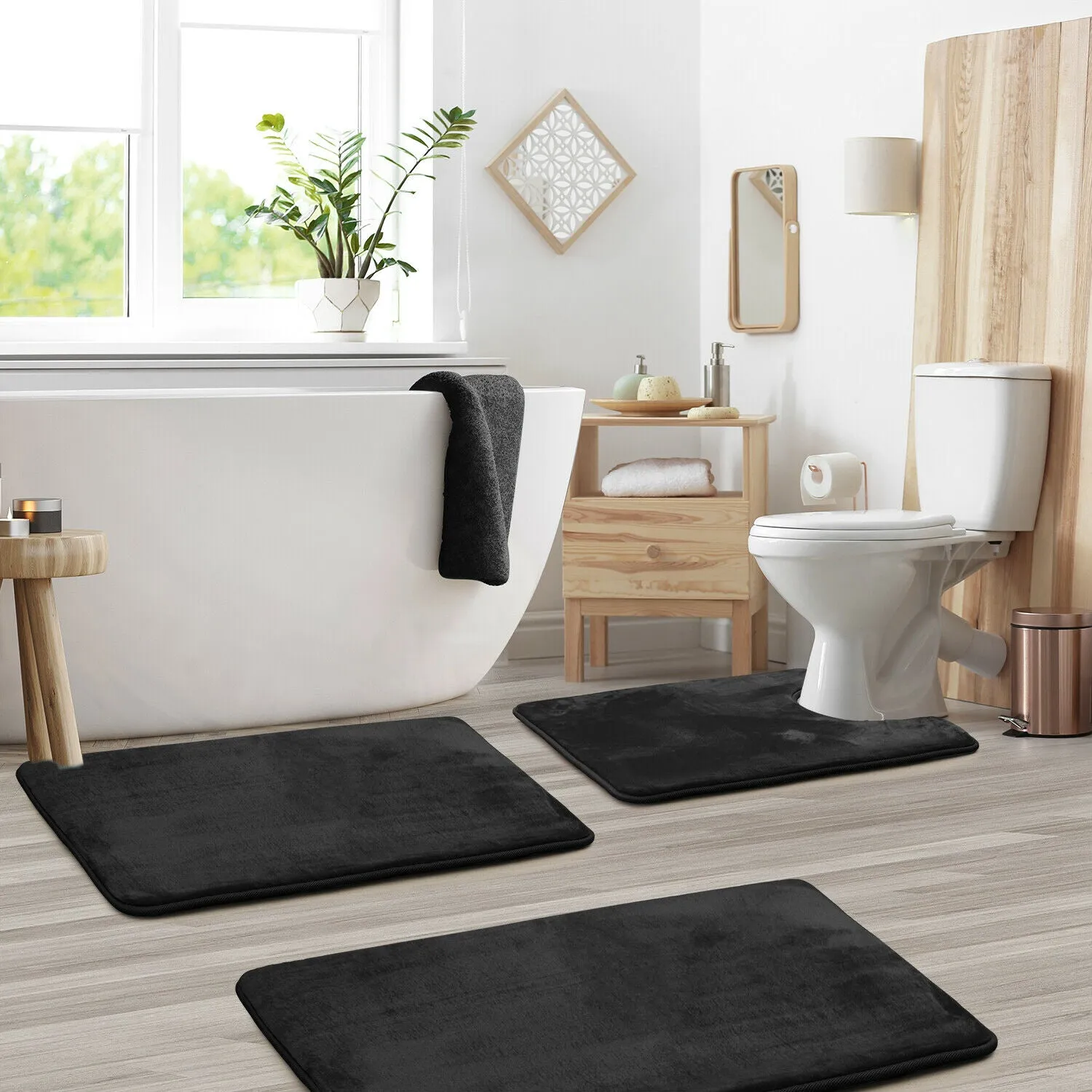 Memory Foam Bath Mat - Absorbent Bathroom Rugs Set